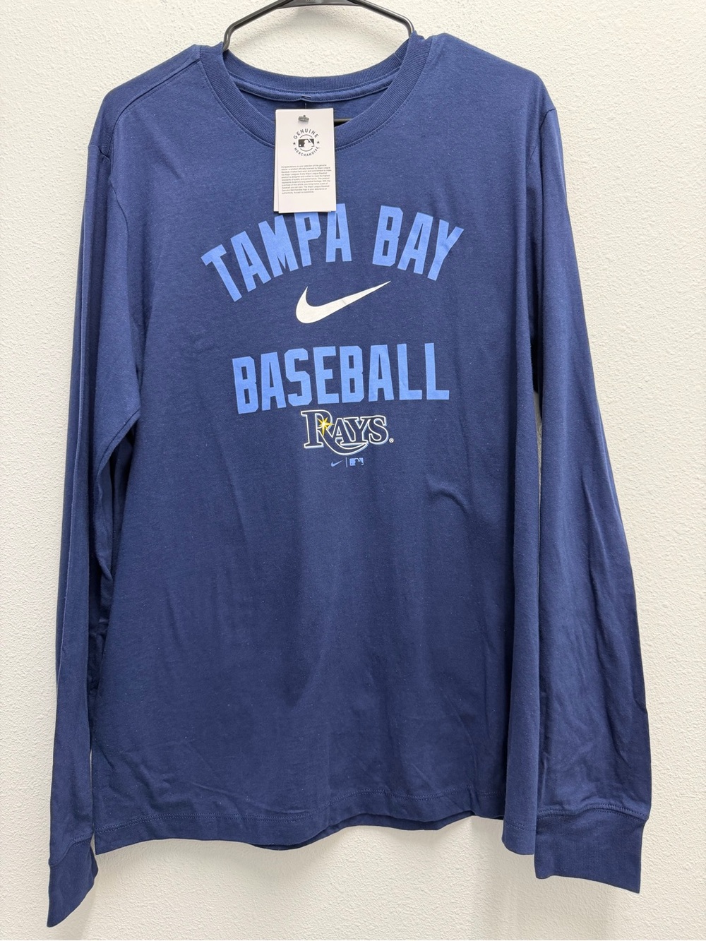 Tampa Bay Rays Nike Long Sleeve T-Shirt featuring the team name and logo